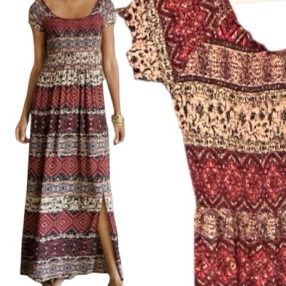 Soft Surroundings NWOT Macelo Pattern Maxi Dress Smocked mixed floral Medium - Picture 1 of 8